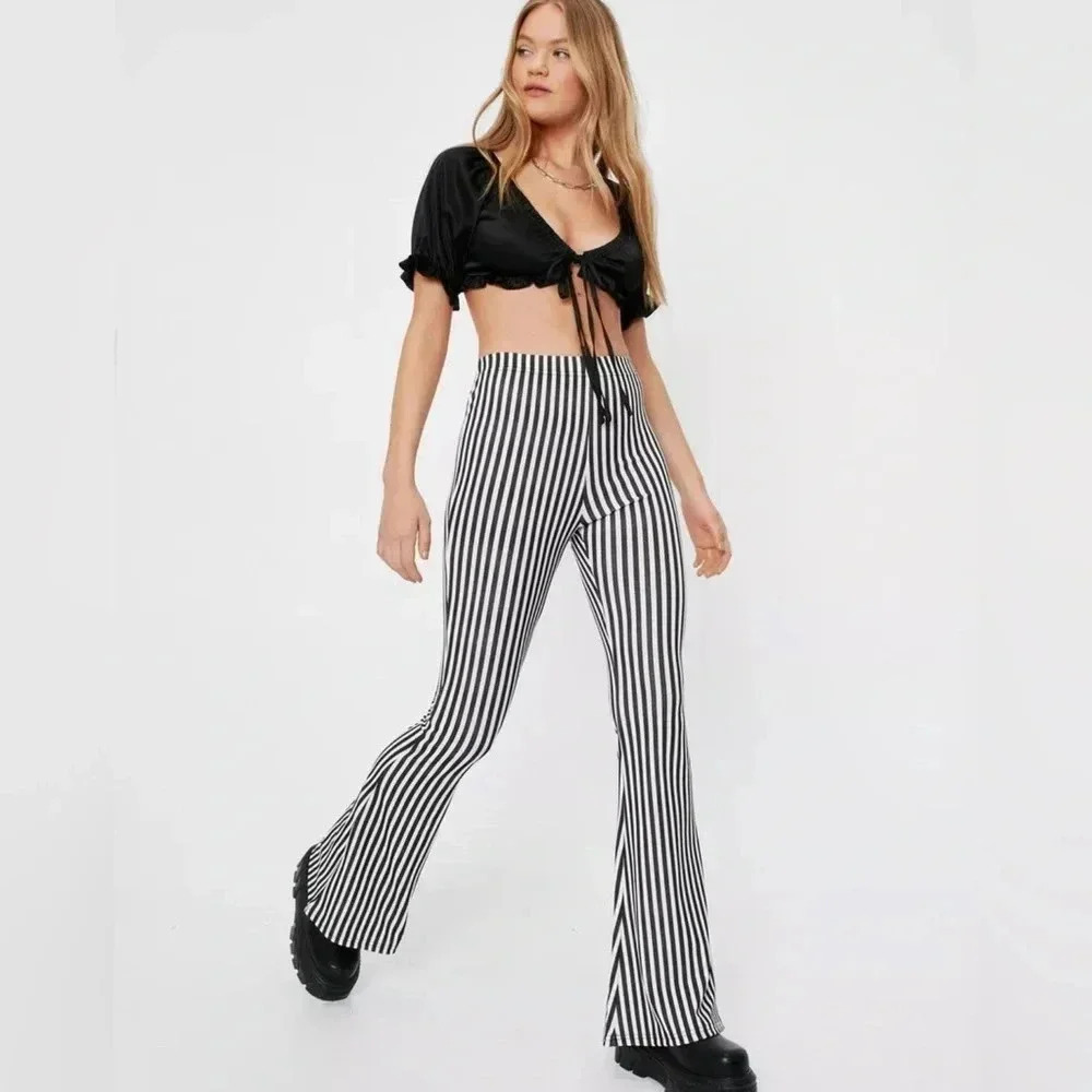 Nasty gal stripe flare leg style festival punk fall highwaist Halloween